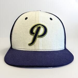 Baseballism Mens Navy White Portland Pickle P Logo Fitted Hat Size 7 5/8 Cap